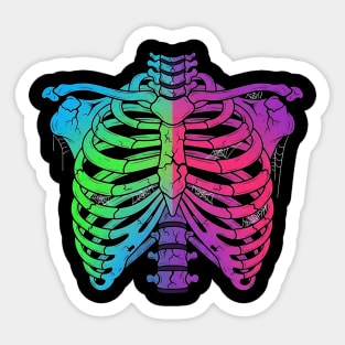 Rainbow Skeleton Ribcage Design Sticker
